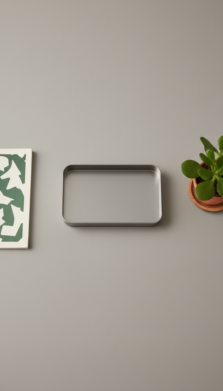 Brushed Metal Desk Organizer Tray